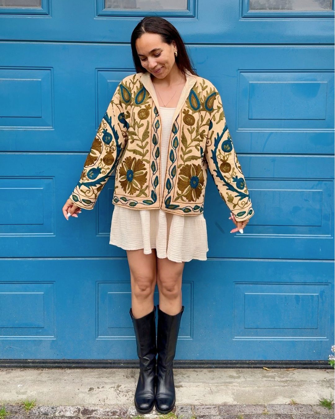 Jacket embroidered white