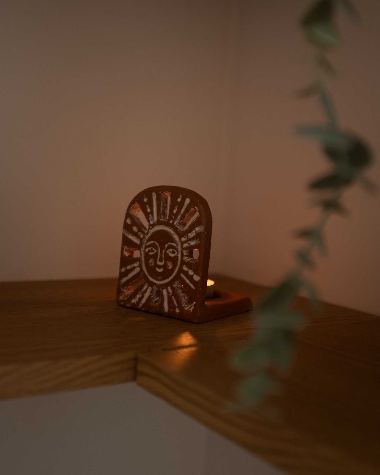 Theelicht kaarshouder Sunrise - Terracotta