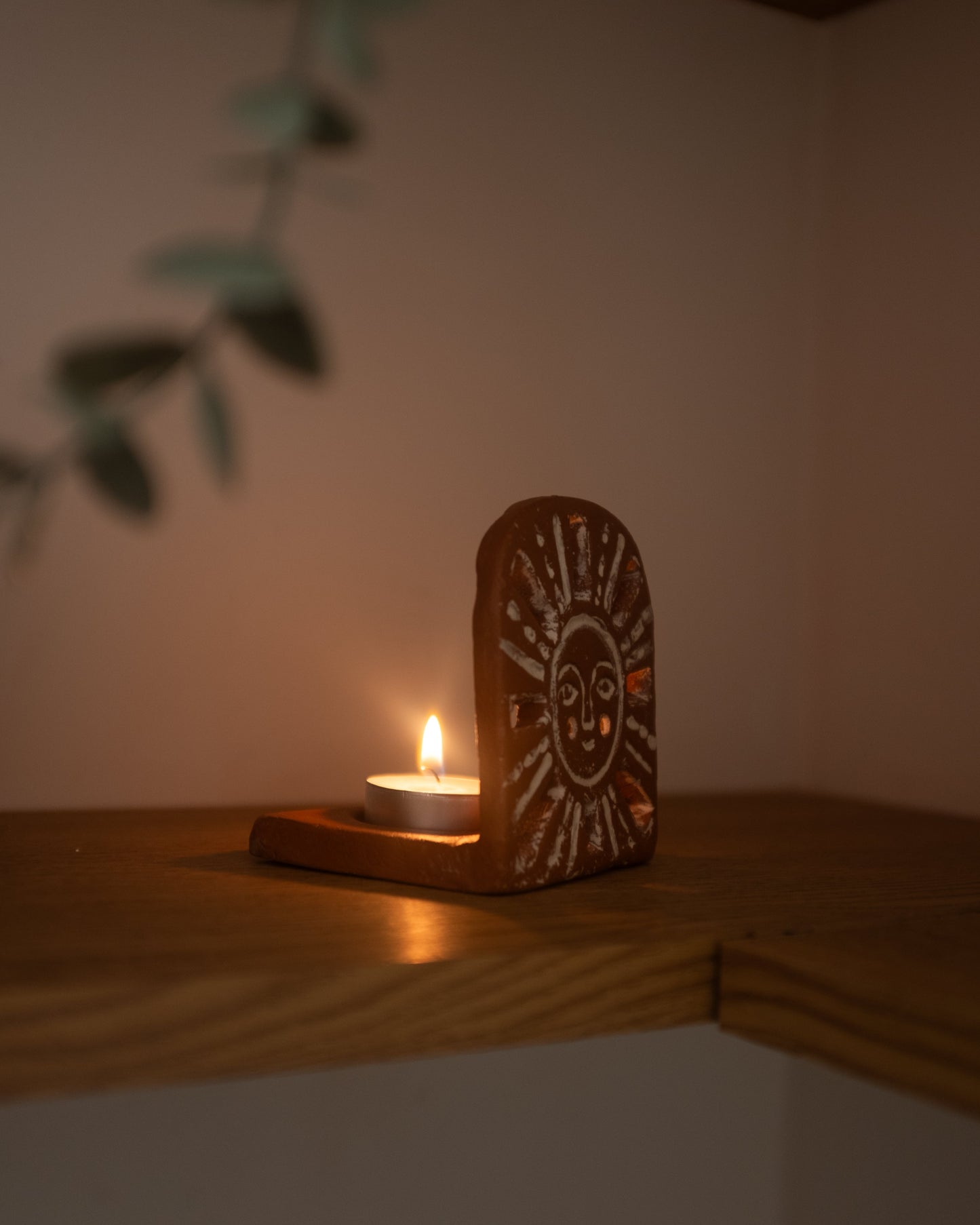 Theelicht kaarshouder Sunrise - Terracotta