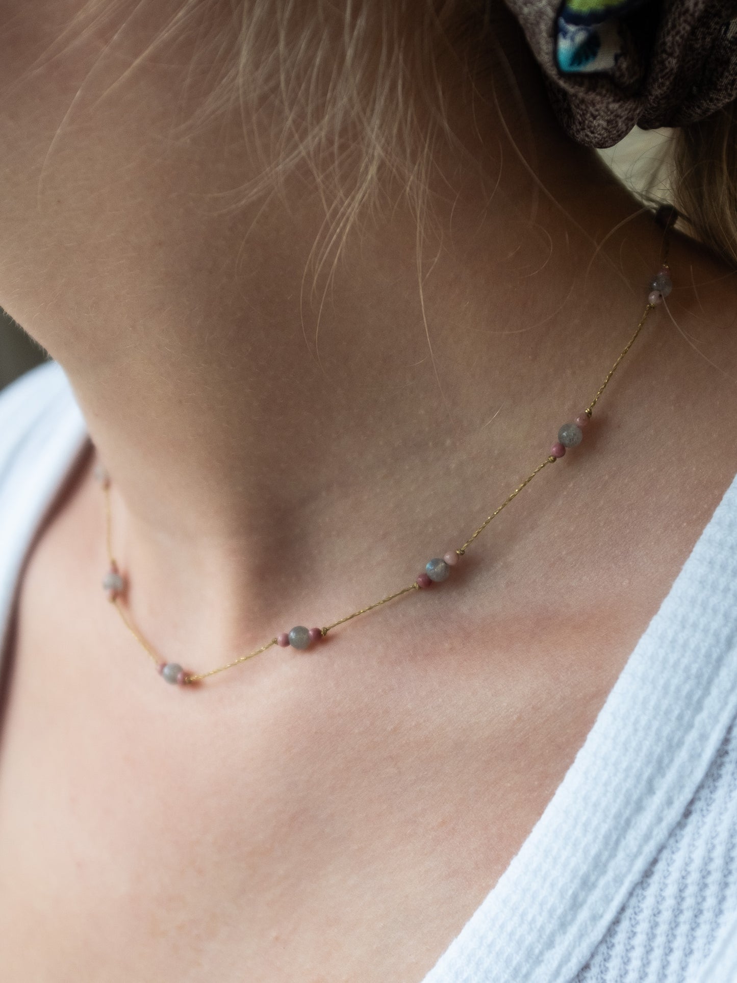 Reversible ketting | Labradoriet, Roze Jaspis