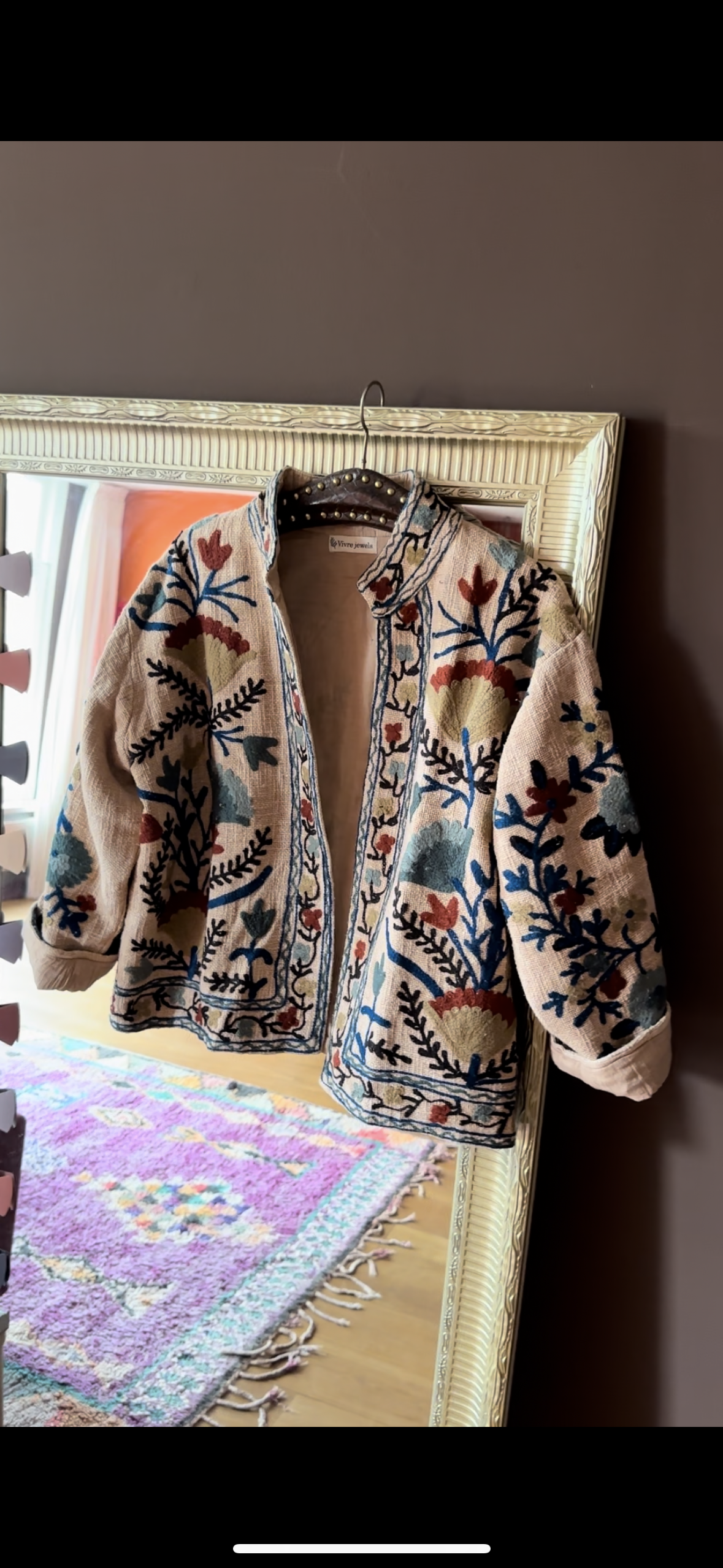 Jacket embroidered beige