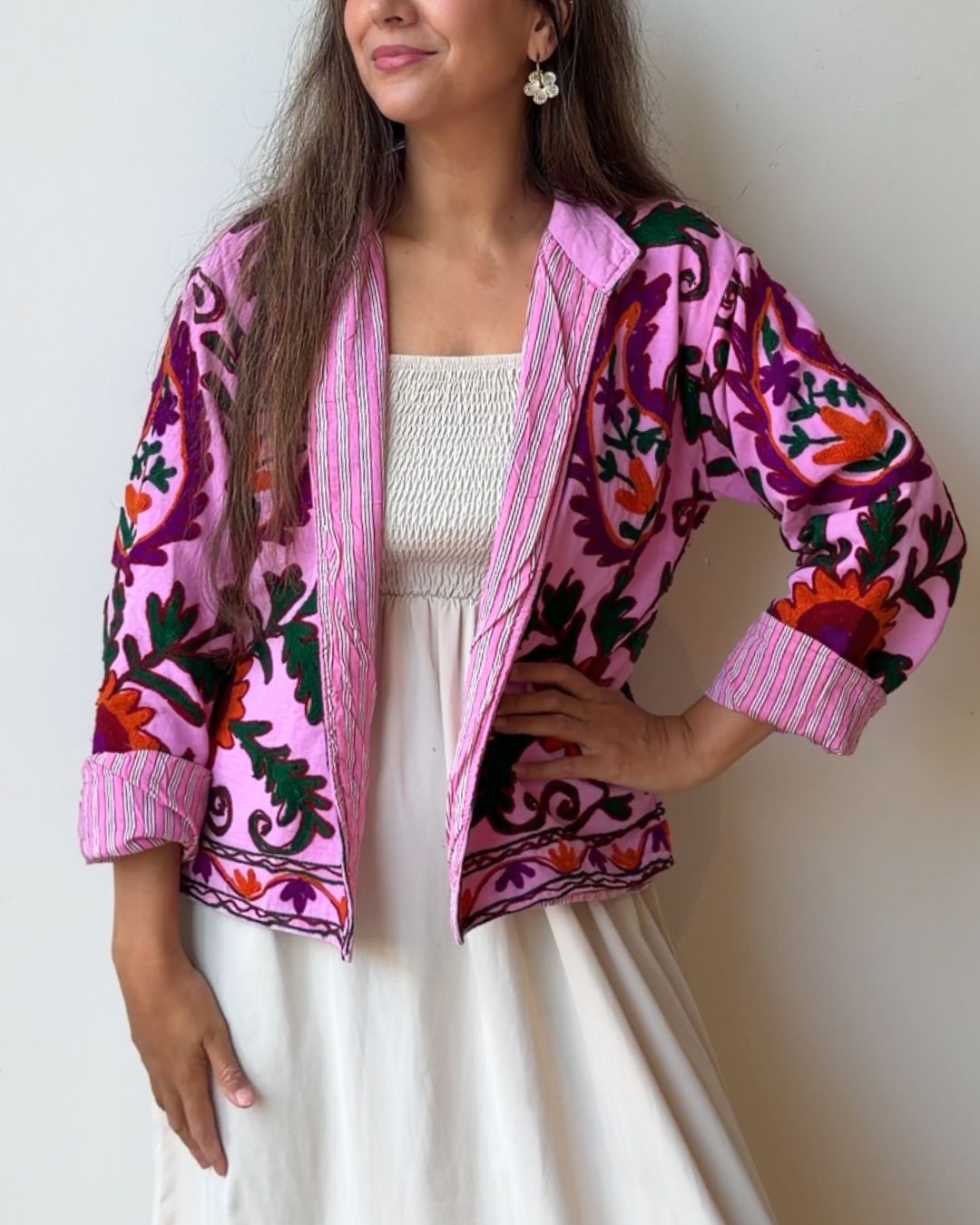 Jacket embroidered white