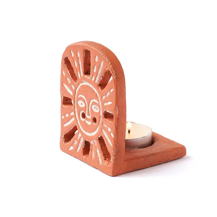 Theelicht kaarshouder Sunrise - Terracotta