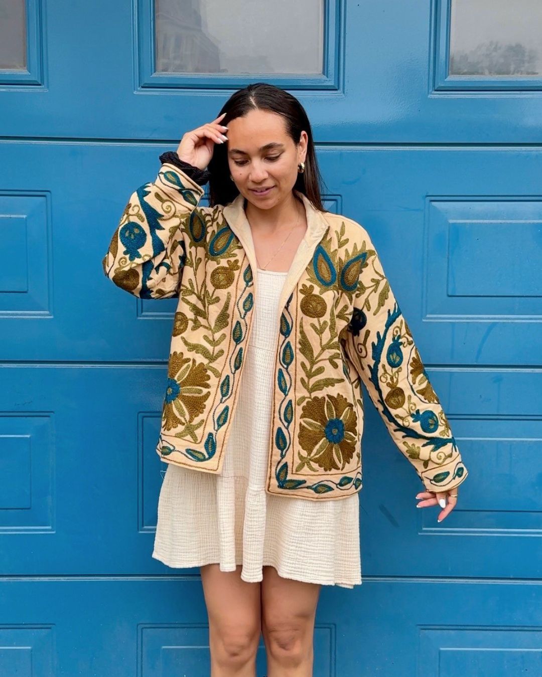 Jacket embroidered white