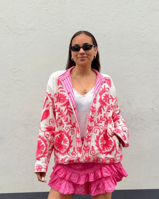 Jacket embroidered white