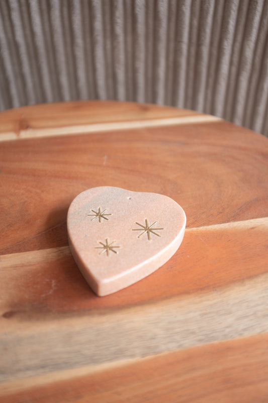 Wierookhouder Jaipuri Heart - roze gesneden marmer