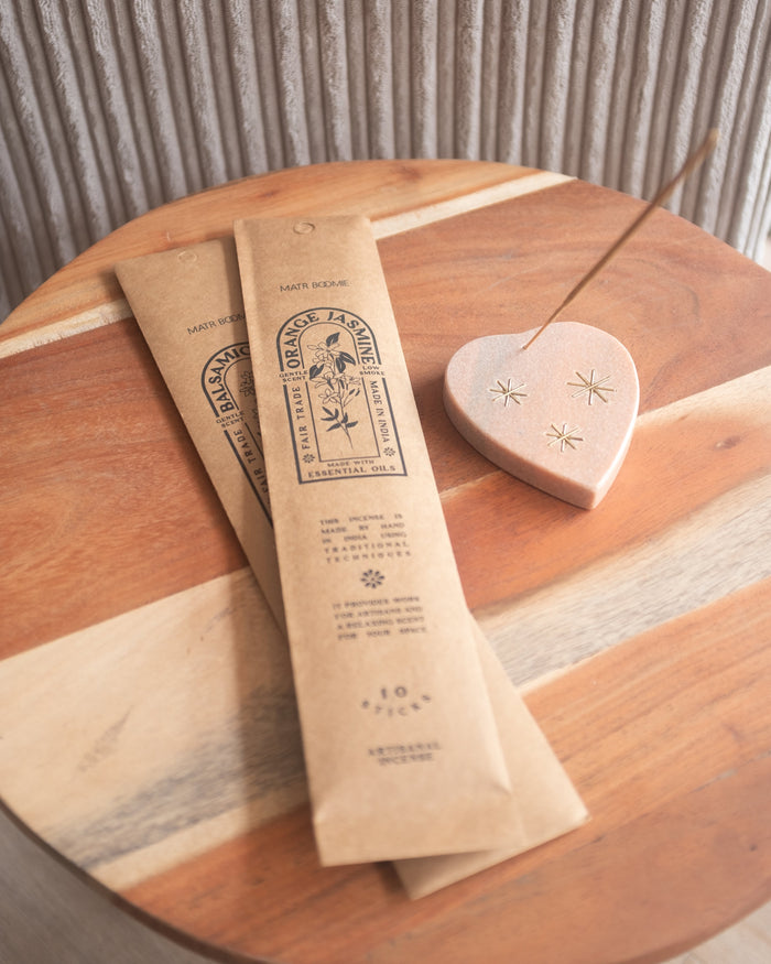 Wierookhouder Jaipuri Heart - roze gesneden marmer