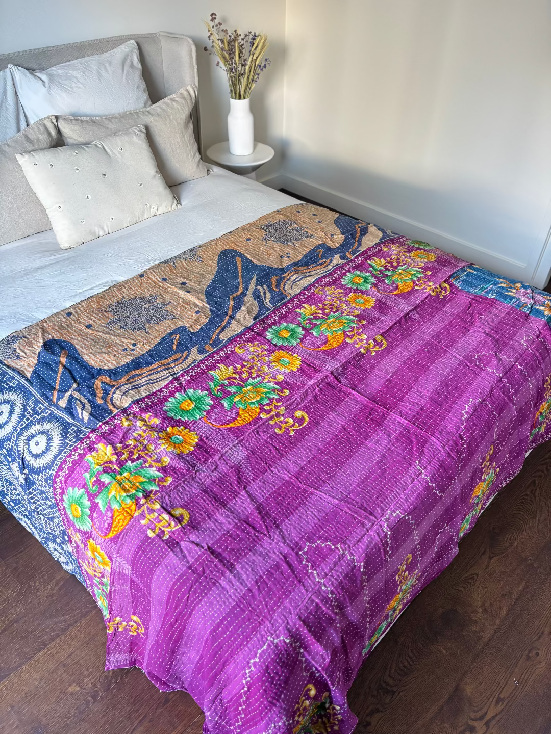 Reversible kantha blanket NO.1