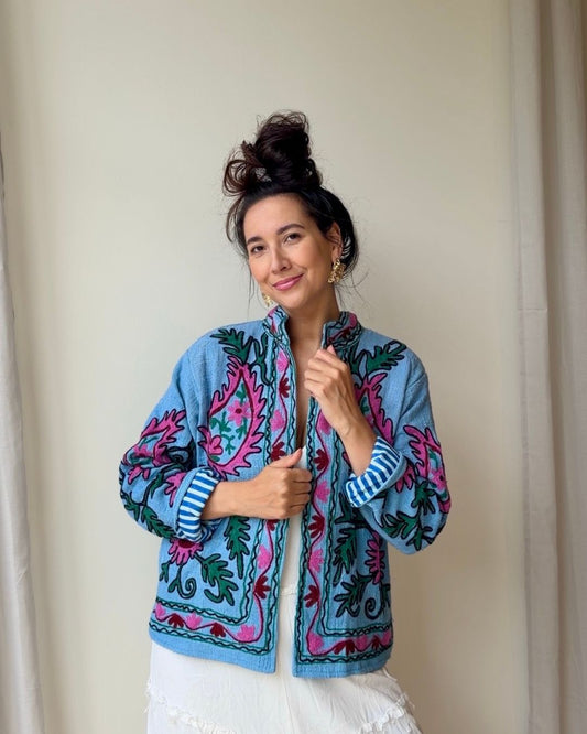 Jacket embroidered white