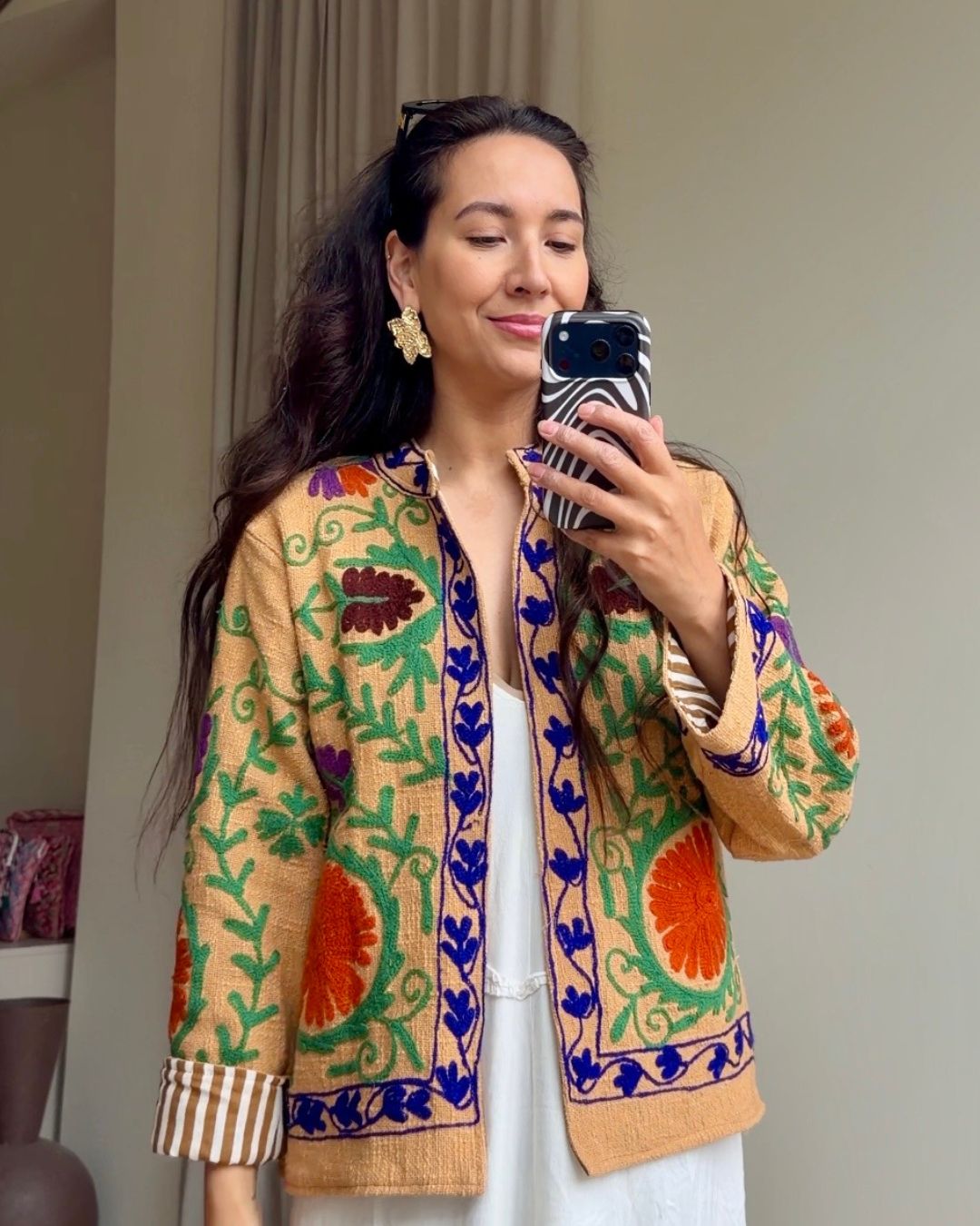 Jacket embroidered white