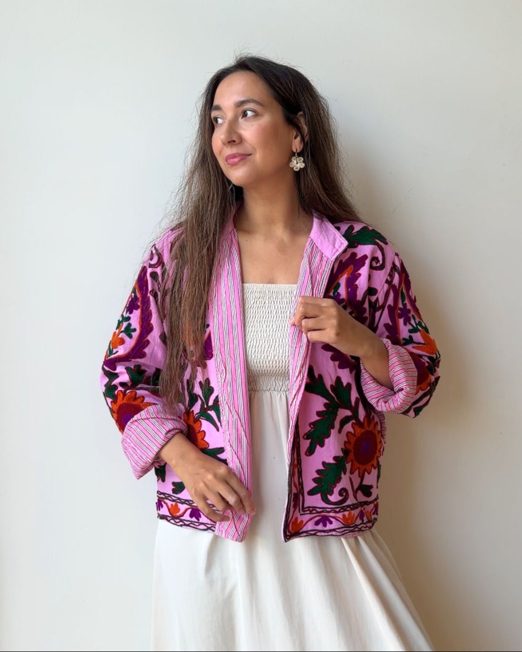 Jacket embroidered white