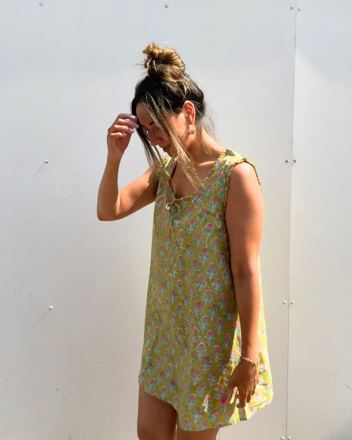 Blockprint jurkje - Olive