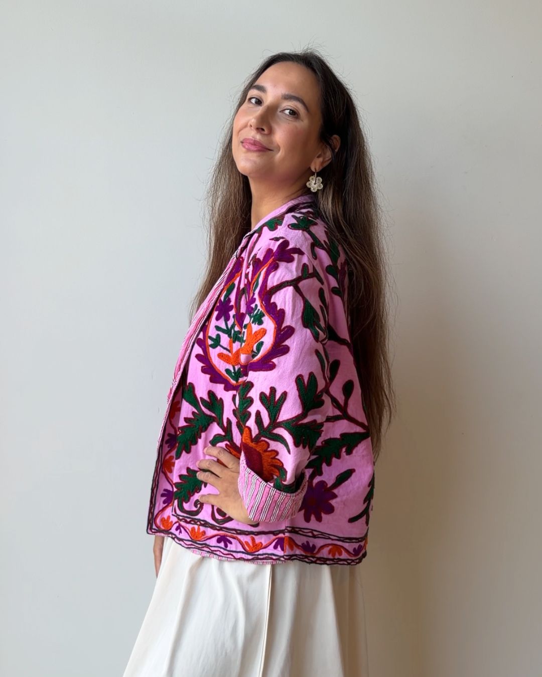 Jacket embroidered white