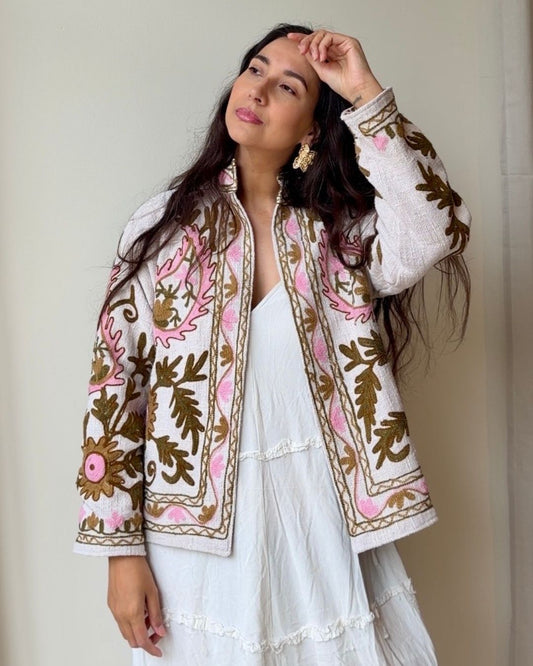 Jacket embroidered white