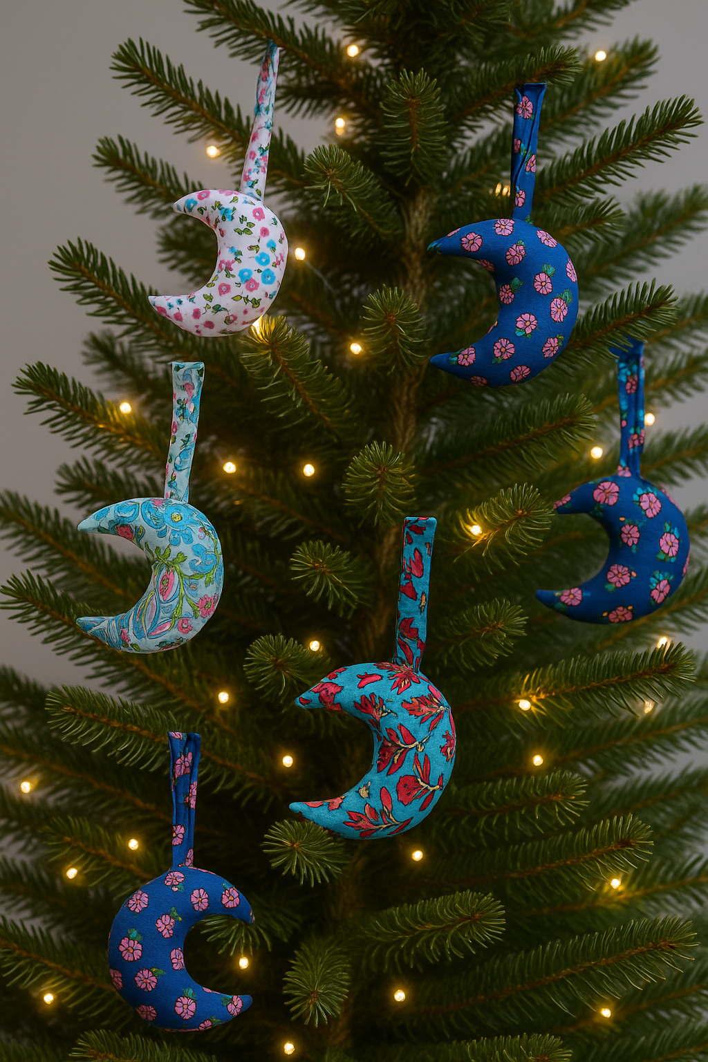 Moon sachet | Blockprint kerst ornament NO.2